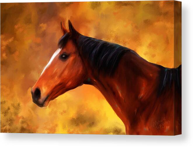 Horse Canvas Print featuring the painting Summers End Quarter Horse Painting by Michelle Wrighton