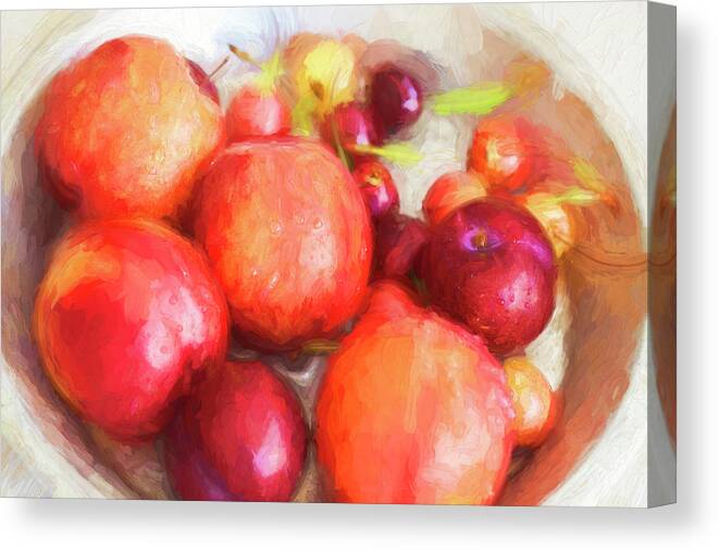 Fresh Fruit Canvas Print featuring the photograph Summers Harvest Nectarines, Cherries and by Rich Franco