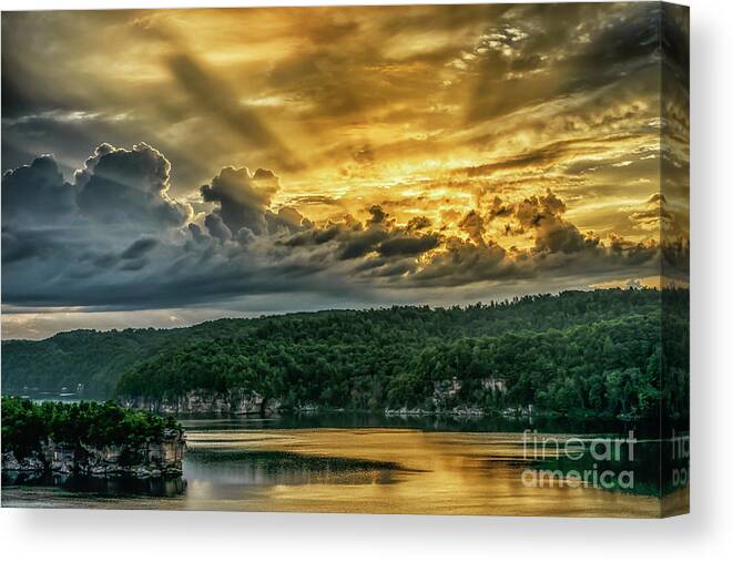 Long Point Canvas Print featuring the photograph Summersville Lake Sunrise by Thomas R Fletcher