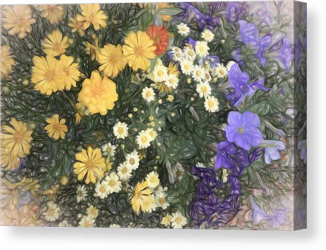 Flower Canvas Print featuring the digital art Summertime Garden by Ann Powell