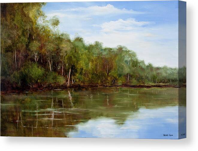 Landscape Canvas Print featuring the painting Summertime On The River by Glenda Cason