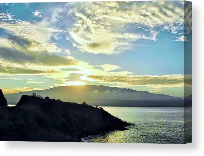 Maui Canvas Print featuring the photograph Sun Cresting Haleakala by Kirsten Giving