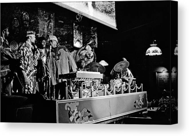 Jazz Canvas Print featuring the photograph Sun Ra Arkestra at the Red Garter 1970 NYC 5 by Lee Santa