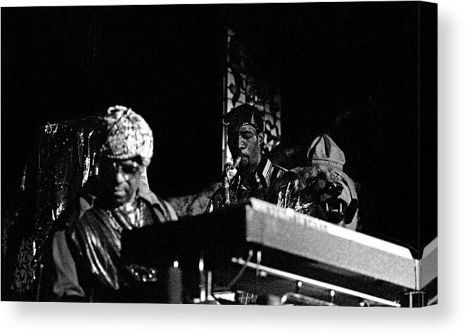 Jazz Canvas Print featuring the photograph Sun Ra Arkestra at the Red Garter 1970 NYC 7 by Lee Santa