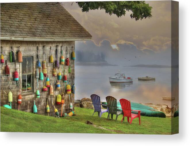 Sunrise Canvas Print featuring the photograph Sunrise at Boothbay Harbor by Lori Deiter