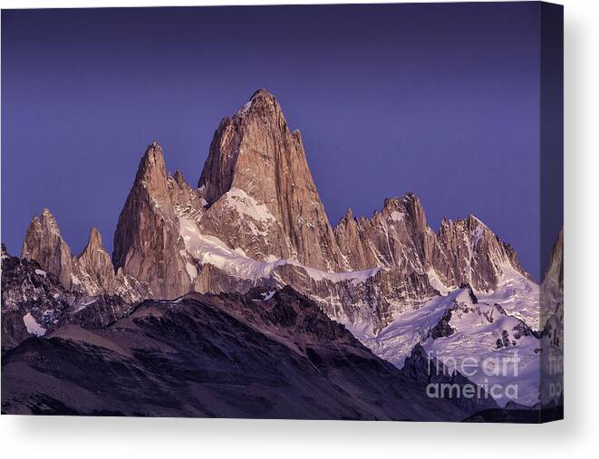 Patagonia Canvas Print featuring the photograph Sunrise At Fitz Roy Patagonia 7 by Timothy Hacker