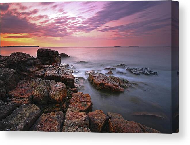 Coastal Maine Canvas Print featuring the photograph Sunrise at Seawall Maine Acadia National Park by Juergen Roth