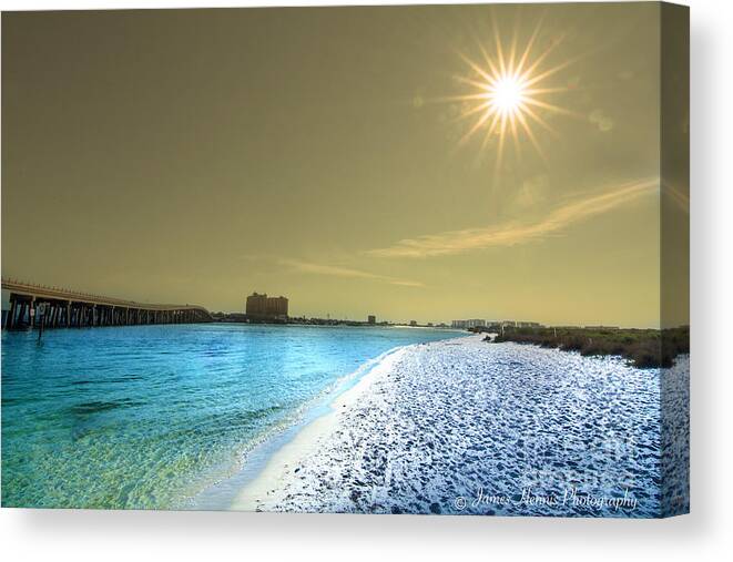 Sunrise Canvas Print featuring the photograph Sunrise by the Bridge by Metaphor Photo