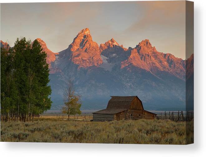 Grand Teton Canvas Print featuring the photograph Sunrise in Jackson Hole by Steve Stuller