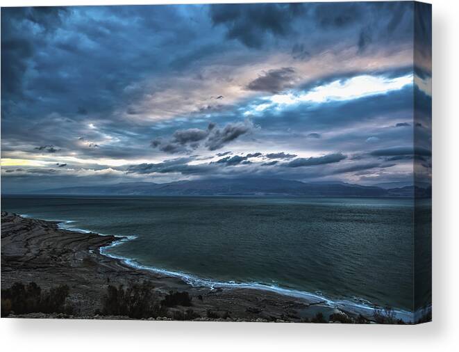 Cloud Canvas Print featuring the photograph Sunrise Over The Dead Sea Israel by Reynold Maines