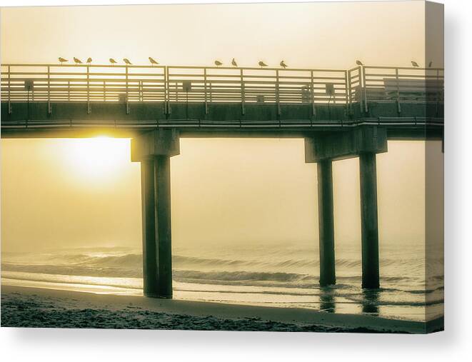 Beach Canvas Print featuring the photograph Sunrise Pier in Alabama by John McGraw
