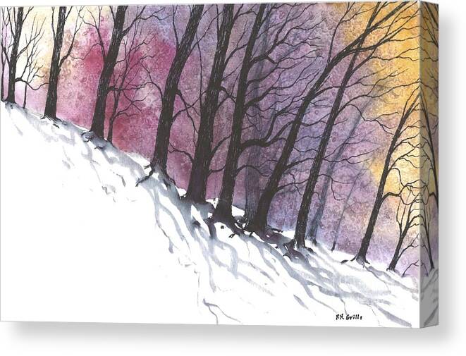 Snow Canvas Print featuring the painting Sunrise Snow by Patrick Grills
