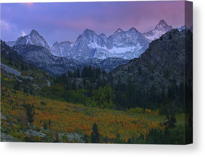 Fall Canvas Print featuring the photograph Sunset at Bishop Canyon in the Eastern Sierras during autumn by Jetson Nguyen