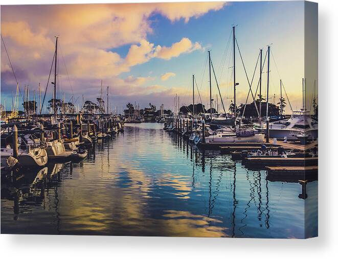 Boat Canvas Print featuring the photograph Sunset at Dana Point Harbor by Andy Konieczny