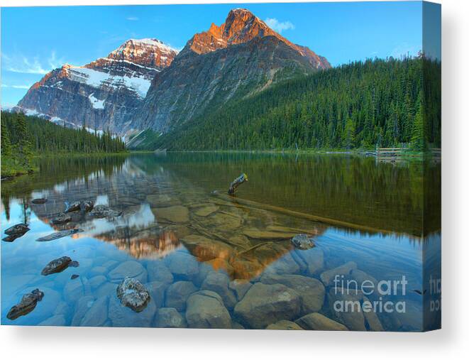 Cavell Canvas Print featuring the photograph Sunset At Mt. Edith Cavell by Adam Jewell