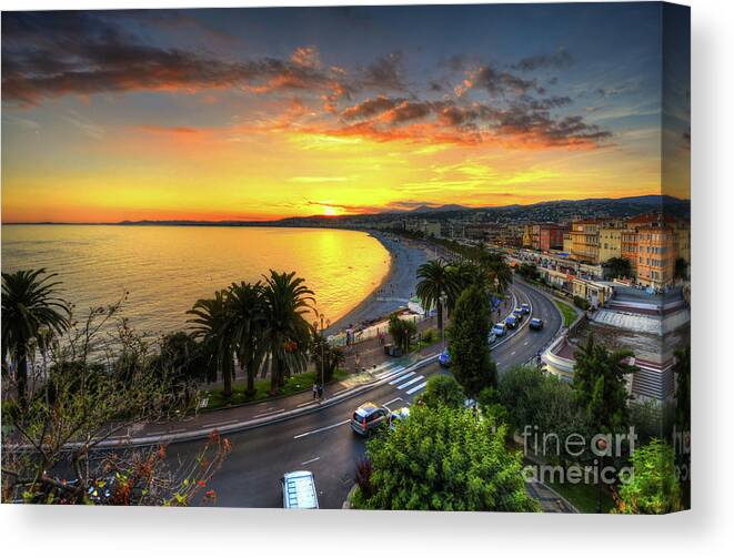 Yhun Suarez Canvas Print featuring the photograph Sunset At Nice by Yhun Suarez