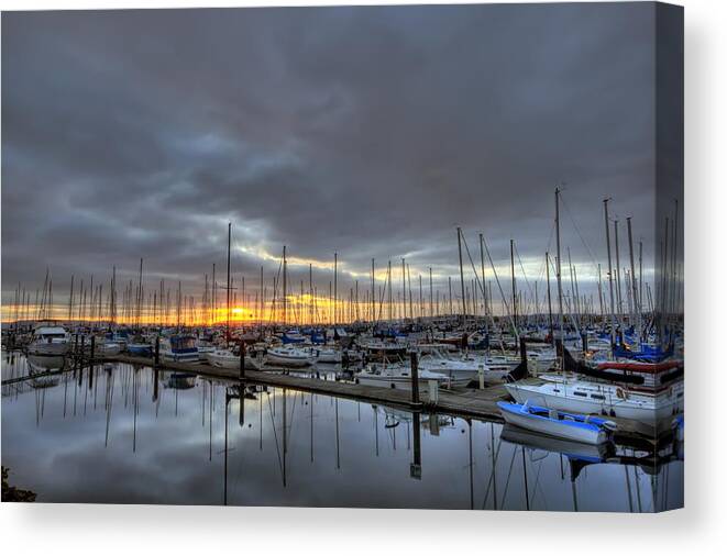 Hdr Canvas Print featuring the photograph Sunset at Port Gardner by Brad Granger