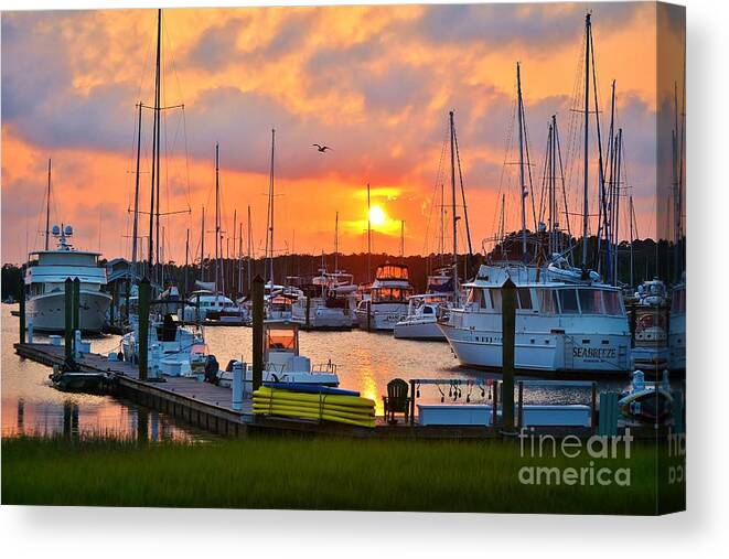 Southport Canvas Print featuring the photograph Sunset at Southport Marina 2 by Kelly Nowak