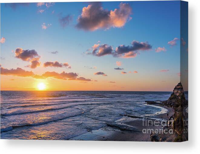 Beach Canvas Print featuring the photograph Sunset at Swami's Beach by David Levin