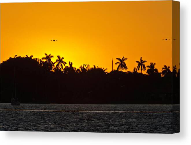 Intracostal Canvas Print featuring the photograph Sunset at the Intracostal by Wolfgang Stocker
