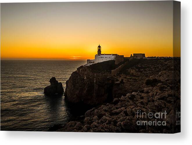 Ancient Canvas Print featuring the photograph Sunset at the Lighthouse by Diego Muzzini