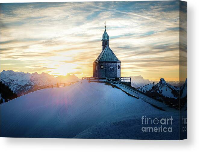 Wallberg Canvas Print featuring the photograph Sunset At The Top by Hannes Cmarits