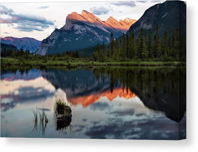 Banff Canvas Print featuring the photograph Sunset at Vermillion Lakes, Banff Canada 2 by Dave Dilli