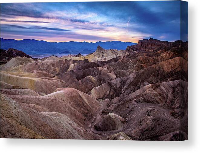 Death Valley Canvas Print featuring the photograph Sunset at Zabriskie Point in Death Valley National Park by John Hight