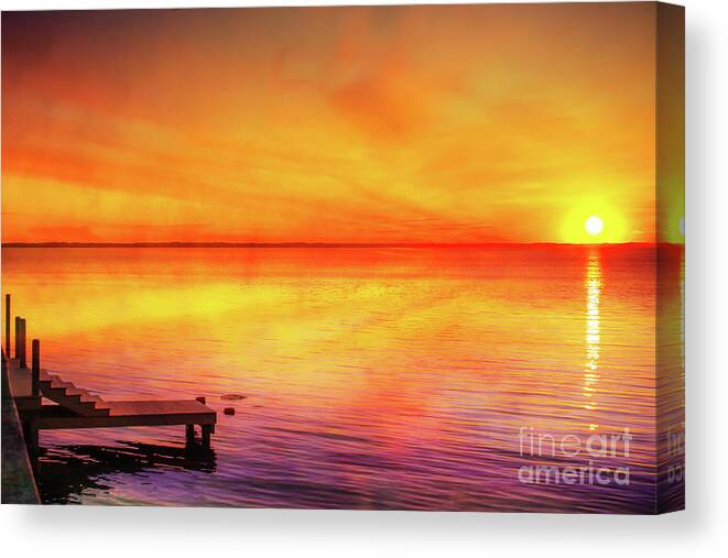 Sunset By The Shore Canvas Print featuring the digital art Sunset by the Shore by Randy Steele