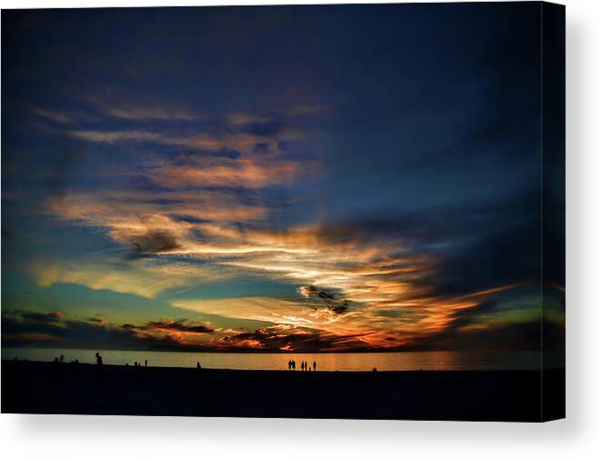 Sunset Clouds Sun Beach Water Ocean Canvas Print featuring the photograph Sunset dreams one by Wendell Ward