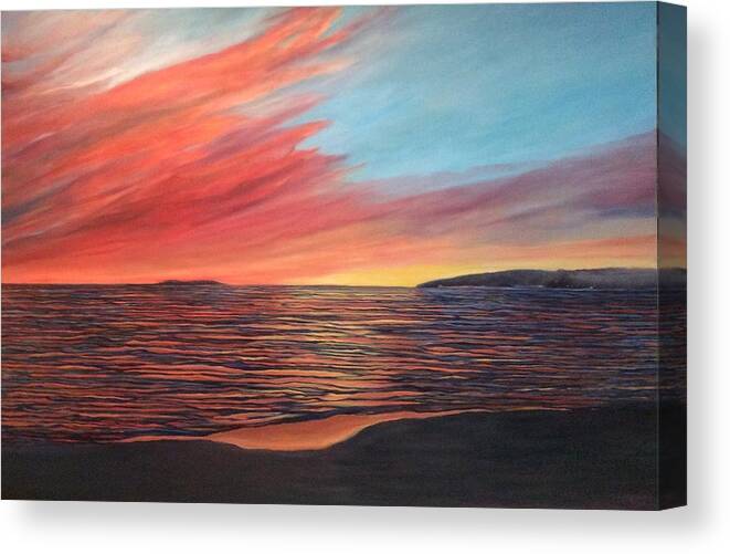 Landscape Canvas Print featuring the painting Sunset Georgian Bay by Cynthia Blair