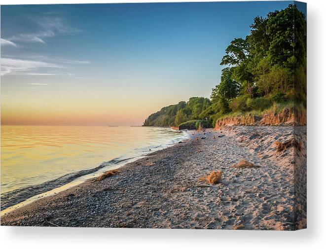 Lake Canvas Print featuring the photograph Sunset Glow Over Lake by Lester Plank