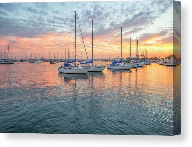 San Diego Canvas Print featuring the photograph Sunset In The Fall San Diego Harbor by Joseph S Giacalone