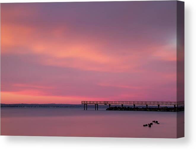 Glen Cove Canvas Print featuring the photograph Sunset in the Harbor by Marzena Grabczynska Lorenc