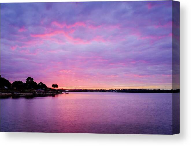 Sunset Canvas Print featuring the photograph Sunset Lake Arlington Texas by Robert Bellomy
