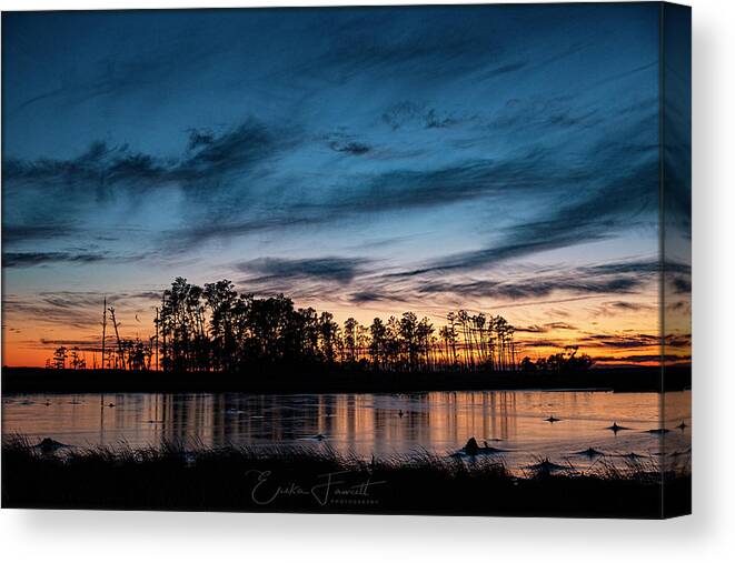 Sunset Canvas Print featuring the photograph Sunset on Blackwater Refuge by Erika Fawcett