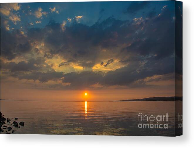 Cheryl Baxter Photography Canvas Print featuring the photograph Sunset on Lake Nipissing by Cheryl Baxter