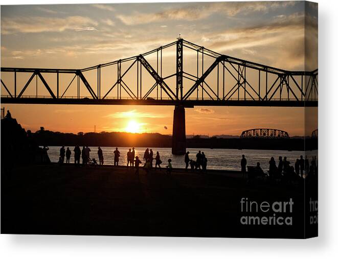 Royal Photography Canvas Print featuring the photograph Sunset on the Ohio River by FineArtRoyal Joshua Mimbs