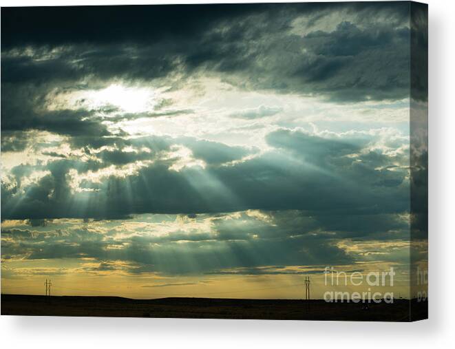 Sunset Canvas Print featuring the photograph Sunset on the Plains by Mary Jane Armstrong