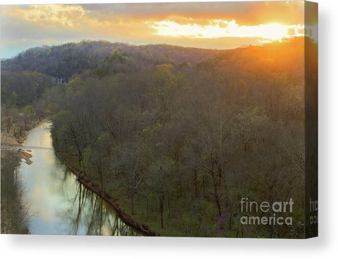 Sunset Canvas Print featuring the photograph Sunset on the River by Reva Dow