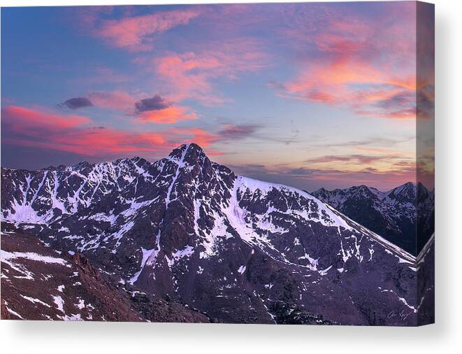 Colorado Canvas Print featuring the photograph Sunset over Mt. of the Holy Cross by Aaron Spong