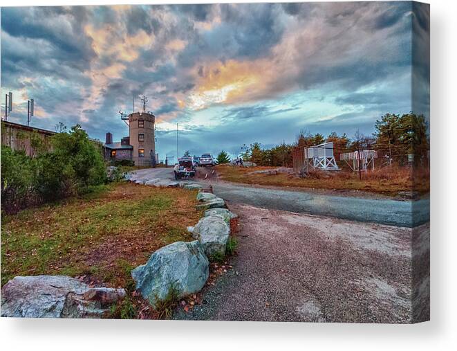 Sunset Over The Blue Hill Weather Observatory Canvas Print featuring the photograph Sunset over the Blue Hill Weather Observatory by Brian MacLean