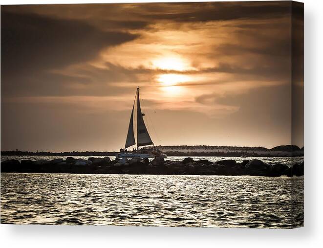  Sail Canvas Print featuring the photograph Sunset Sailing by Debra Forand