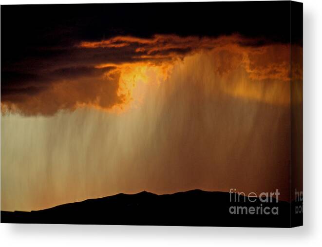 Thunderstorms Canvas Print featuring the photograph Sunset Thunderstorm by John Langdon