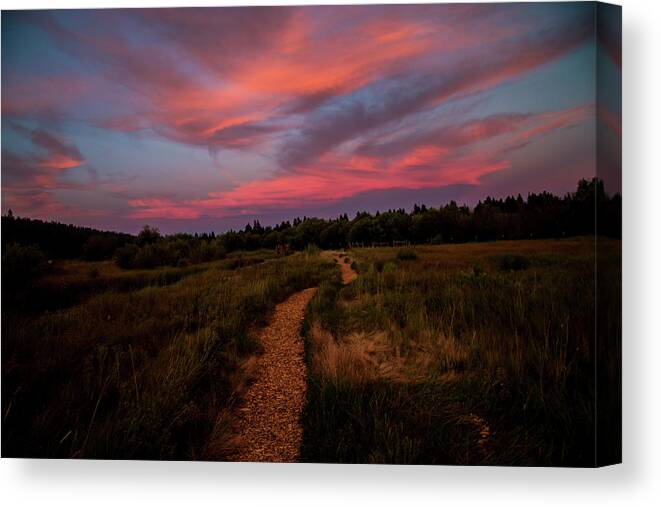 Black Butte Canvas Print featuring the photograph Sunset Trail Walk by Doug Scrima