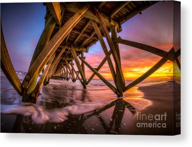 Sunset Canvas Print featuring the photograph Sunset Under the Pier by David Smith
