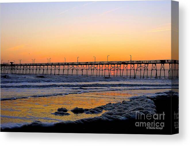 Art Canvas Print featuring the photograph Sunset Under the Pier by Shelia Kempf