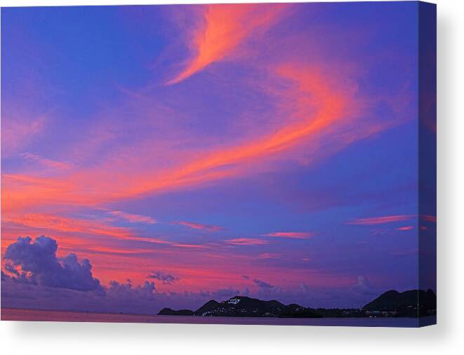Sunset Canvas Print featuring the photograph Sunset-Vigie Beach- St Lucia by Chester Williams