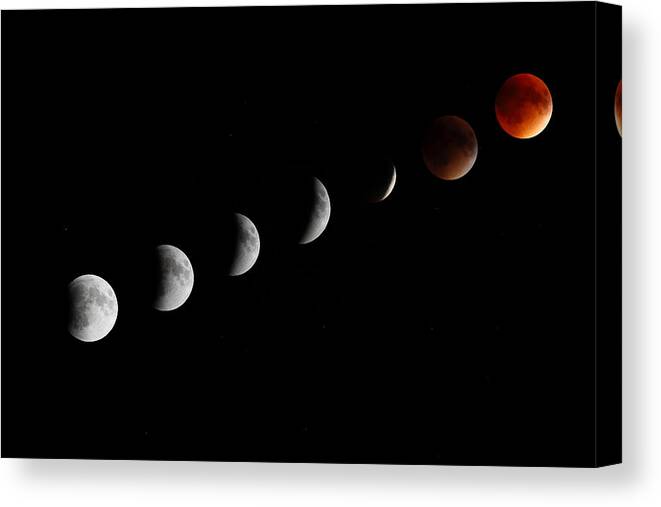 Super Moon Canvas Print featuring the photograph Super Moon Lunar Eclipse by Barbara West