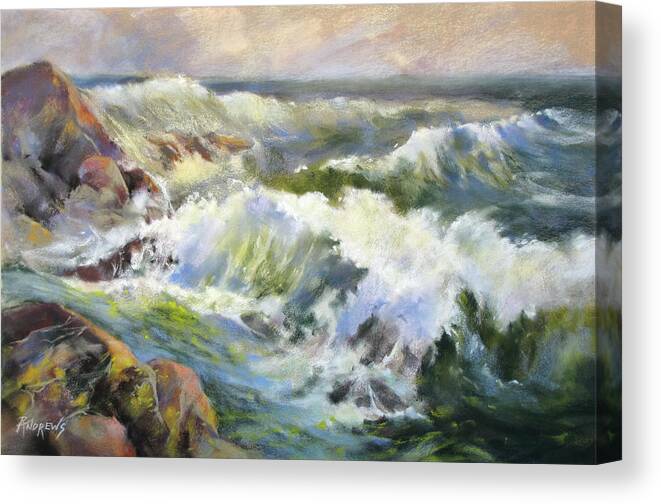 Seascape Canvas Print featuring the painting Surf Action by Rae Andrews